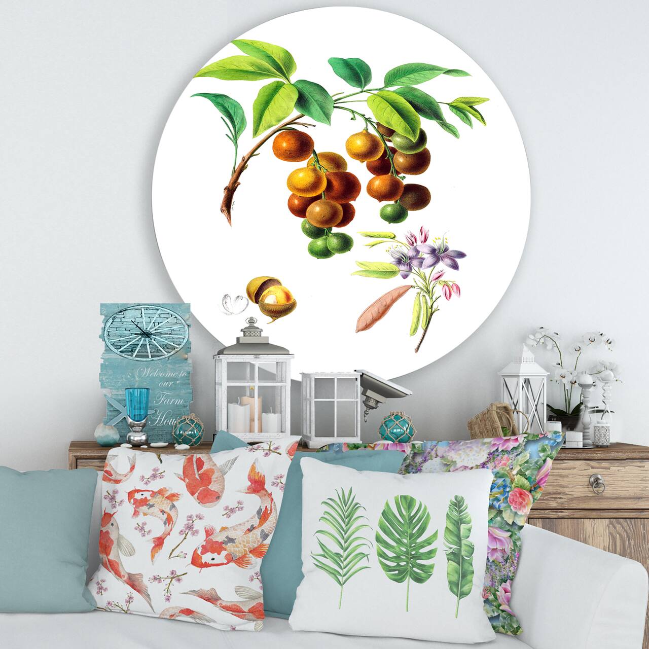 Designart - Vintage Fruits III - Farmhouse Metal Circle Wall Art